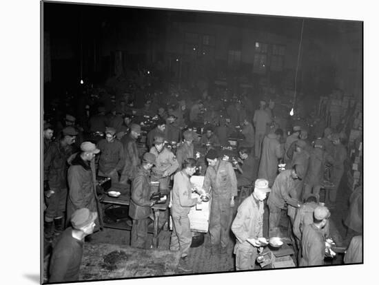 5th U.S. Marine Regiment Has Thanksgiving Dinner of Turkey, Pumpkin Pie and Trimmings-null-Mounted Photo