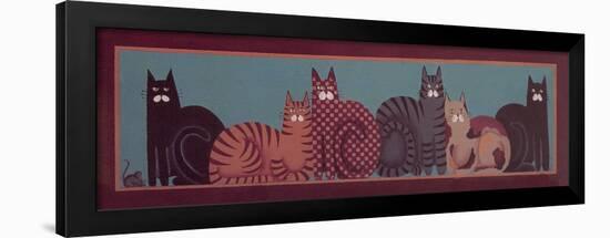 6 Cats with Border-Beverly Johnston-Framed Premium Giclee Print