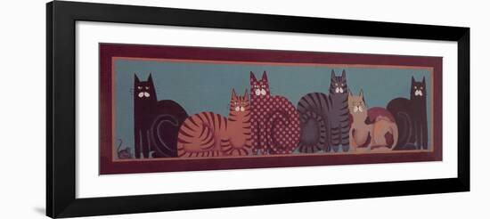 6 Cats with Border-Beverly Johnston-Framed Giclee Print