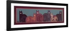 6 Cats with Border-Beverly Johnston-Framed Giclee Print