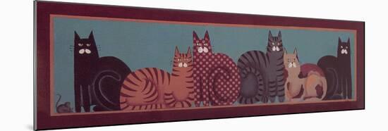 6 Cats with Border-Beverly Johnston-Mounted Giclee Print