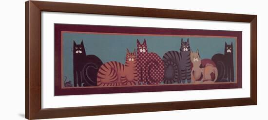 6 Cats with Border-Beverly Johnston-Framed Giclee Print