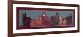 6 Cats with Border-Beverly Johnston-Framed Giclee Print