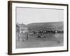 6 Cowboys Branding Cattle Near House Photograph - South Dakota-Lantern Press-Framed Art Print