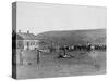 6 Cowboys Branding Cattle Near House Photograph - South Dakota-Lantern Press-Stretched Canvas