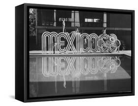 6 Foot Sign Will Stand Outside Each Arena and Stadium of 1968 Olympics, to Be Held in Mexico City-John Dominis-Framed Stretched Canvas