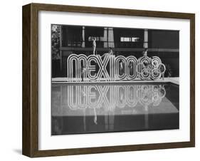 6 Foot Sign Will Stand Outside Each Arena and Stadium of 1968 Olympics, to Be Held in Mexico City-John Dominis-Framed Photographic Print