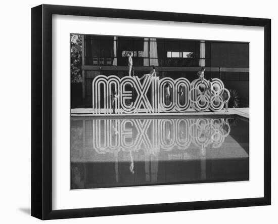 6 Foot Sign Will Stand Outside Each Arena and Stadium of 1968 Olympics, to Be Held in Mexico City-John Dominis-Framed Photographic Print