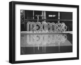 6 Foot Sign Will Stand Outside Each Arena and Stadium of 1968 Olympics, to Be Held in Mexico City-John Dominis-Framed Photographic Print