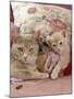 6-Week, Blue and Cream Kittens with Lilac Tortoiseshell Mother, Playing in Sewing Basket-Jane Burton-Mounted Photographic Print