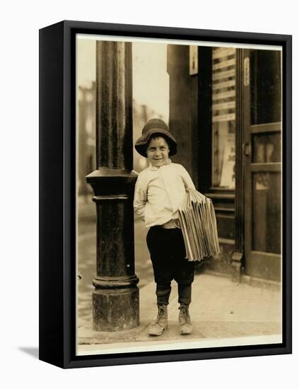 6 Year Old Newsboy-Lewis Wickes Hine-Framed Stretched Canvas