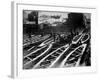 60 Ft Long, Prefabricated Bridge Trusses, Outside Where Construction Crew Add Finishing Touches-null-Framed Photographic Print
