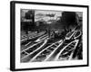 60 Ft Long, Prefabricated Bridge Trusses, Outside Where Construction Crew Add Finishing Touches-null-Framed Photographic Print