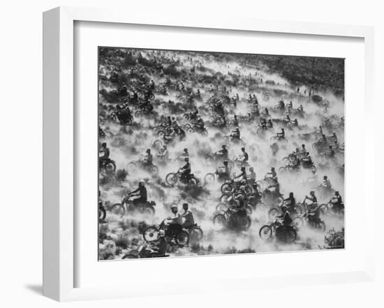 650 Motorcyclists Race Through the Mojave Desert-Bill Eppridge-Framed Premium Photographic Print