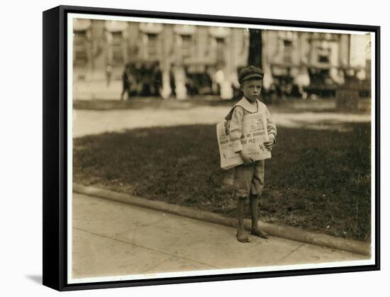7 Year Old Newsboy Ferris in Mobile, Alabama, 1914-Lewis Wickes Hine-Framed Stretched Canvas