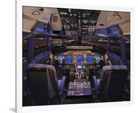 737 Flight deck before Take-Off-null-Framed Art Print