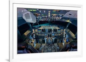 737 Next Generation flight deck-null-Framed Premium Giclee Print