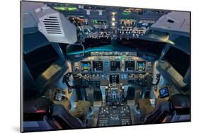 737 Next Generation flight deck-null-Mounted Art Print