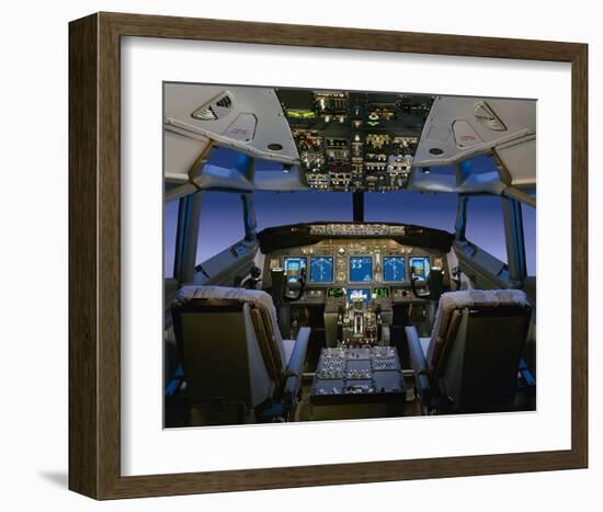 737 pilot-centered flight deck-null-Framed Art Print