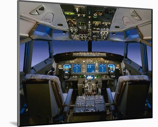 737 pilot-centered flight deck-null-Mounted Art Print