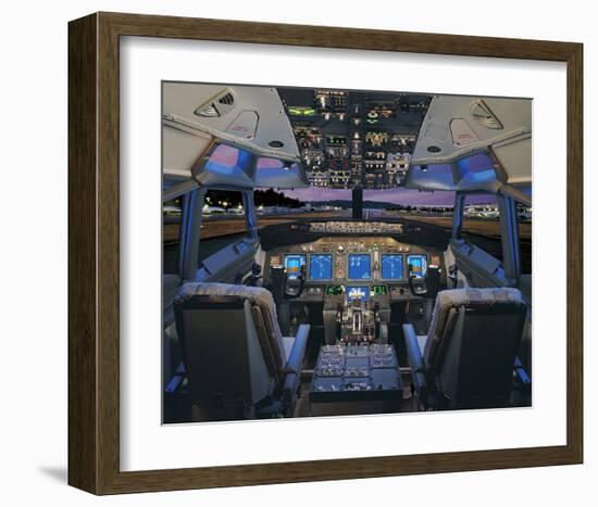 737 pilot-centered flight deck-null-Framed Art Print