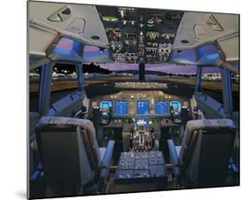 737 pilot-centered flight deck-null-Mounted Art Print