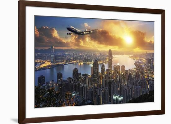 747-8F flying over Hong Kong-null-Framed Premium Giclee Print