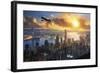 747-8F flying over Hong Kong-null-Framed Art Print