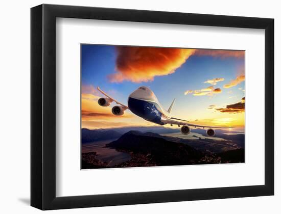 747-8F with colorful sky-null-Framed Art Print