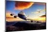 747-8F with colorful sky-null-Mounted Art Print
