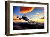 747-8F with colorful sky-null-Framed Art Print