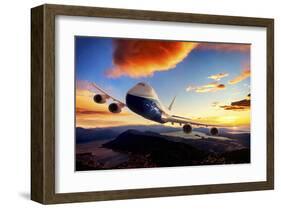 747-8F with colorful sky-null-Framed Art Print