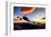 747-8F with colorful sky-null-Framed Art Print