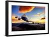 747-8F with colorful sky-null-Framed Art Print