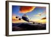 747-8F with colorful sky-null-Framed Art Print