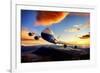 747-8F with colorful sky-null-Framed Art Print