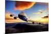 747-8F with colorful sky-null-Mounted Art Print