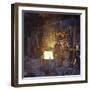 75 Ton Arc Furnace Pouring Molten Steel into a Vessel, Sheffield, South Yorkshire, 1969-Michael Walters-Framed Premium Photographic Print