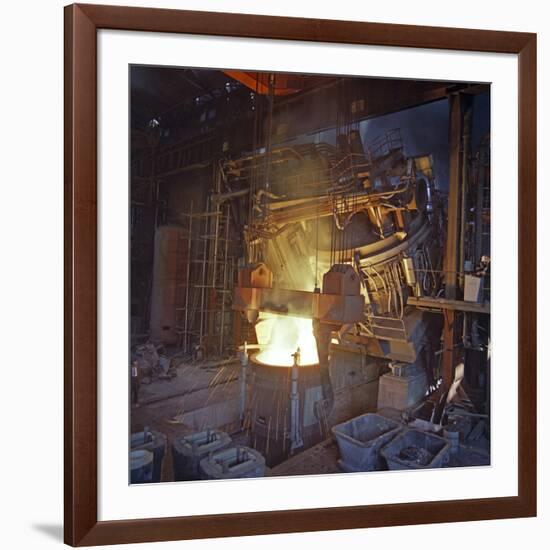 75 Ton Arc Furnace Pouring Molten Steel into a Vessel, Sheffield, South Yorkshire, 1969-Michael Walters-Framed Photographic Print