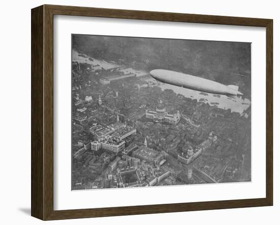 750 Foot Long Graf Zeppelin LZ 127 Flying Above British Capital-null-Framed Photographic Print