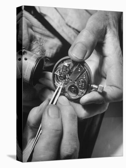 78 Year Old Watch Maker at His Job of Repairing Watches-Yale Joel-Stretched Canvas