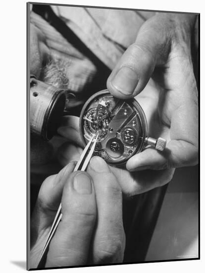 78 Year Old Watch Maker at His Job of Repairing Watches-Yale Joel-Mounted Photographic Print