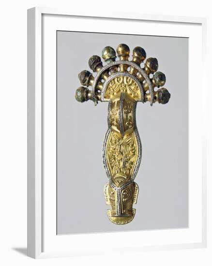 7th Century Bridge Style Gilt Silver Fibula with Embossed Decorations-null-Framed Giclee Print