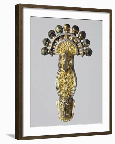 7th Century Bridge Style Gilt Silver Fibula with Embossed Decorations-null-Framed Giclee Print