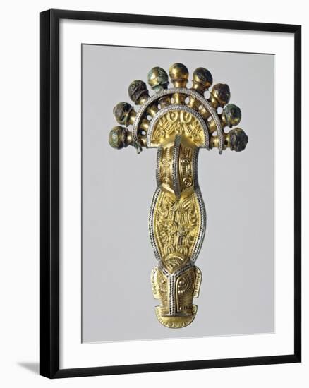 7th Century Bridge Style Gilt Silver Fibula with Embossed Decorations-null-Framed Giclee Print