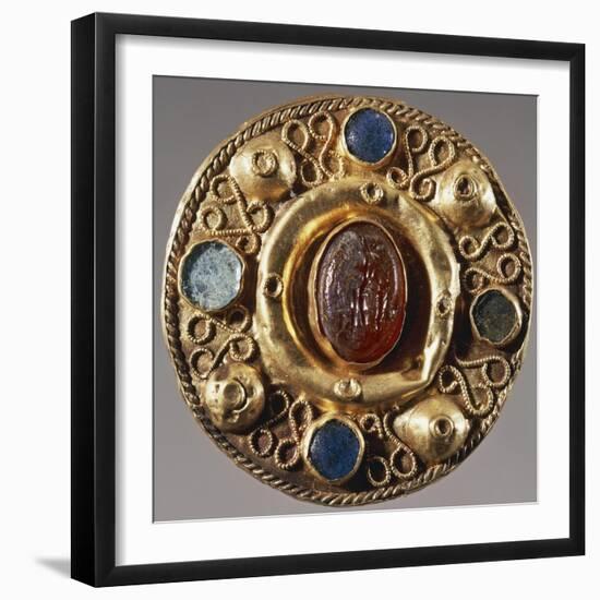 7th Century Round-Shaped Gold Fibula, from Tomb 57 at Castel Trosino, Italy-null-Framed Giclee Print