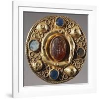 7th Century Round-Shaped Gold Fibula, from Tomb 57 at Castel Trosino, Italy-null-Framed Giclee Print