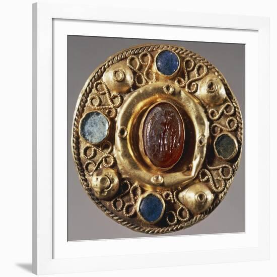 7th Century Round-Shaped Gold Fibula, from Tomb 57 at Castel Trosino, Italy-null-Framed Giclee Print