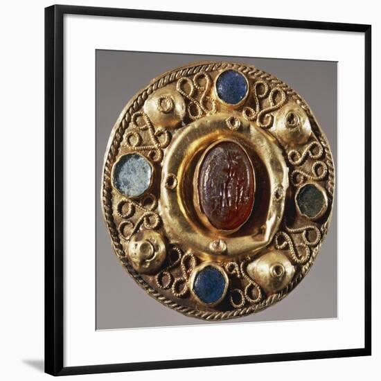 7th Century Round-Shaped Gold Fibula, from Tomb 57 at Castel Trosino, Italy-null-Framed Giclee Print