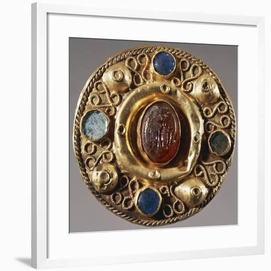 7th Century Round-Shaped Gold Fibula, from Tomb 57 at Castel Trosino, Italy-null-Framed Giclee Print